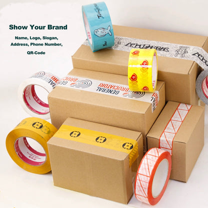 Personalized Logo Packaging Tape, Custom Design, for Shipping, Labeling, Packaging, Reinforced Gummed Paper Base, Ultra Strong, Nontransparent, 110 yd per Roll, 10 Rolls Pack